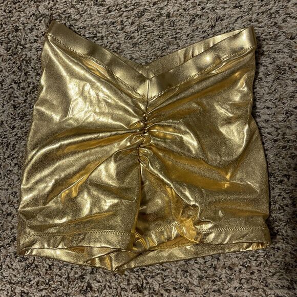 Skims Metallic Swim V Waist Shorts Women Size XXS Gold BO-SHO-2805 NEW NWT - Picture 4 of 5